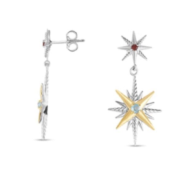 CONSTELLATION CABLE DROP EARRINGS WITH 18K AND GEMSTONES - Picture 1 of 3